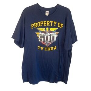 Gildan Navy Blue 2014 Indianapolis 500 98th Event TV Crew T Shirt XL